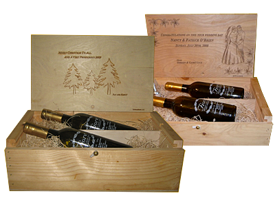 Custom Engraved Wine & Wood Box Gift Set